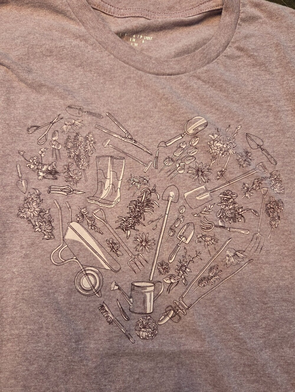 Pink Short Sleeve Love For Gardening Graphic T Shirt